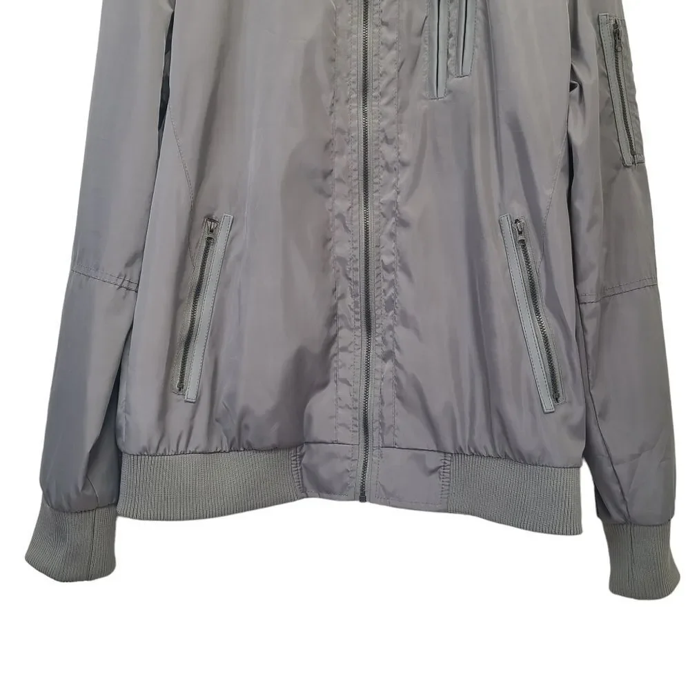 Alexander Julian Mens Size Large Gray Bomber Lightweight Jacket with Pockets
